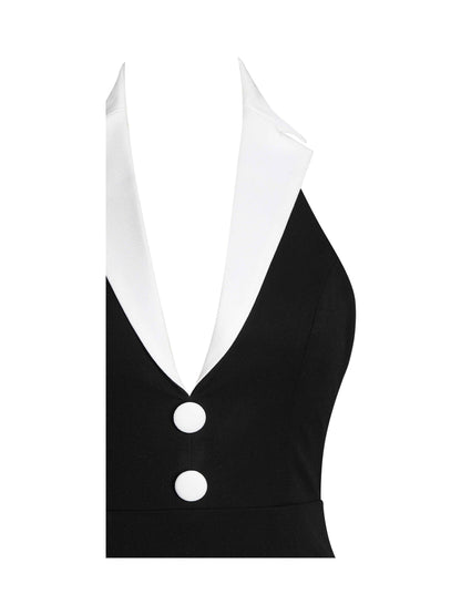 Raelyn Black and White Business Casual Maxi Dress