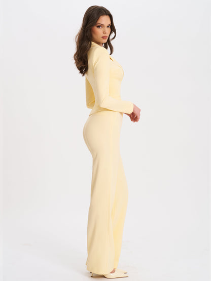Quinnie Butter Yellow Slim Suit Pants