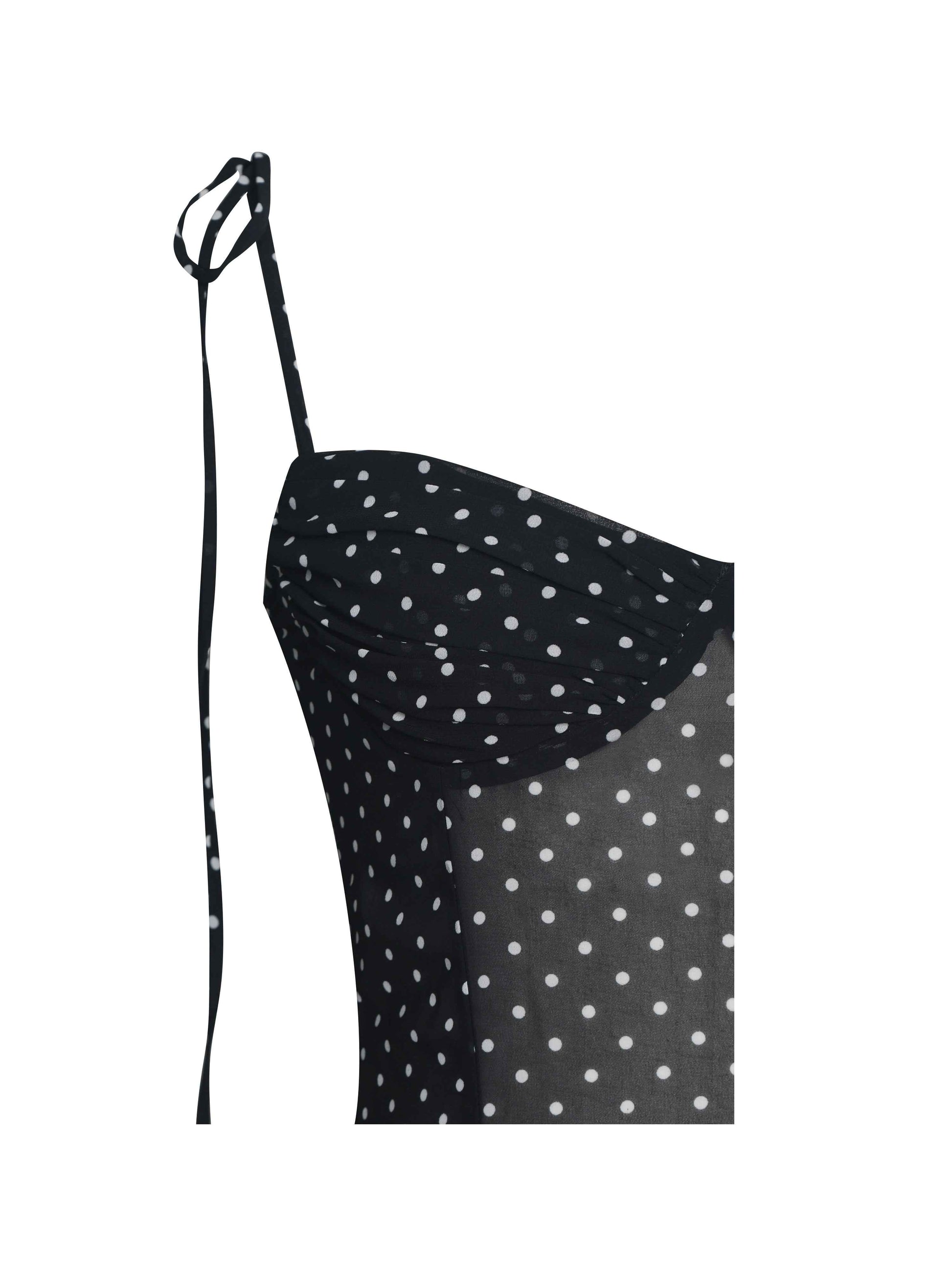 Yadira Black Base Polka Dot Chiffon Maxi Dress
