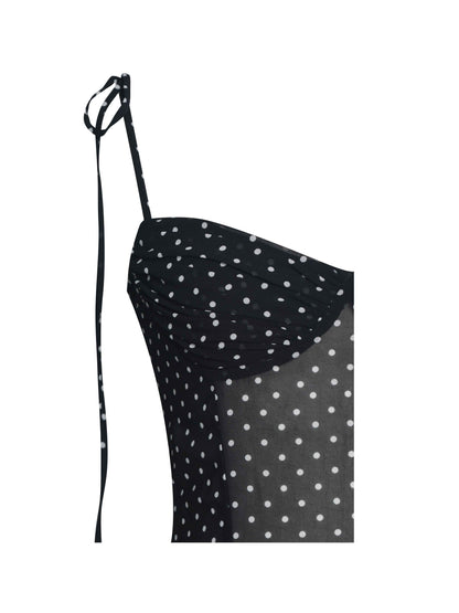 Yadira Black Base Polka Dot Chiffon Maxi Dress