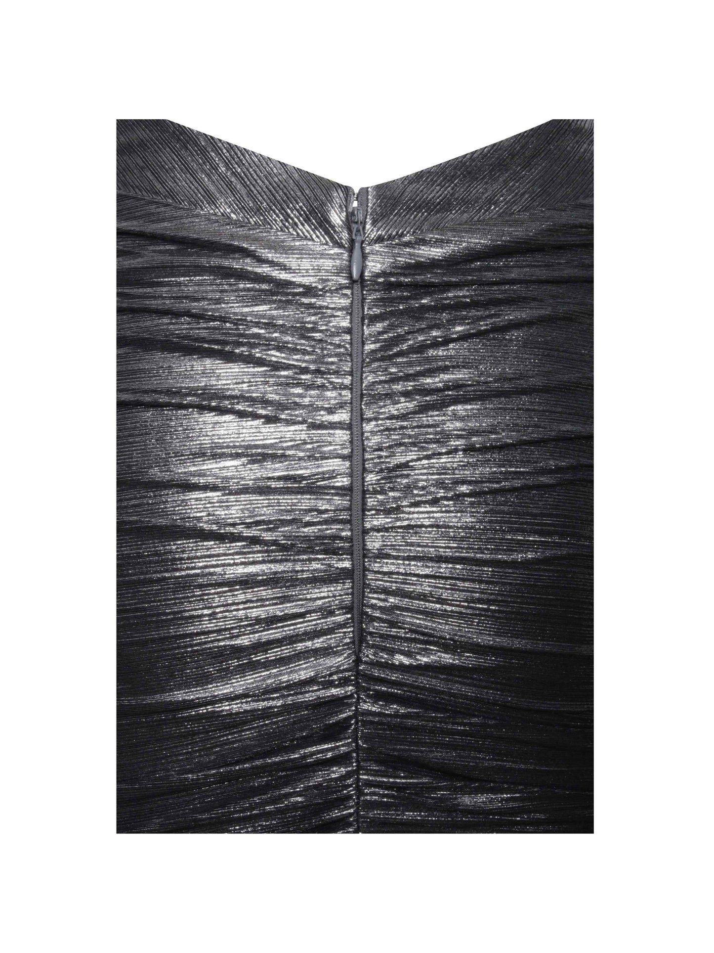 Abril Ruched Silver Glitter Backless Gown