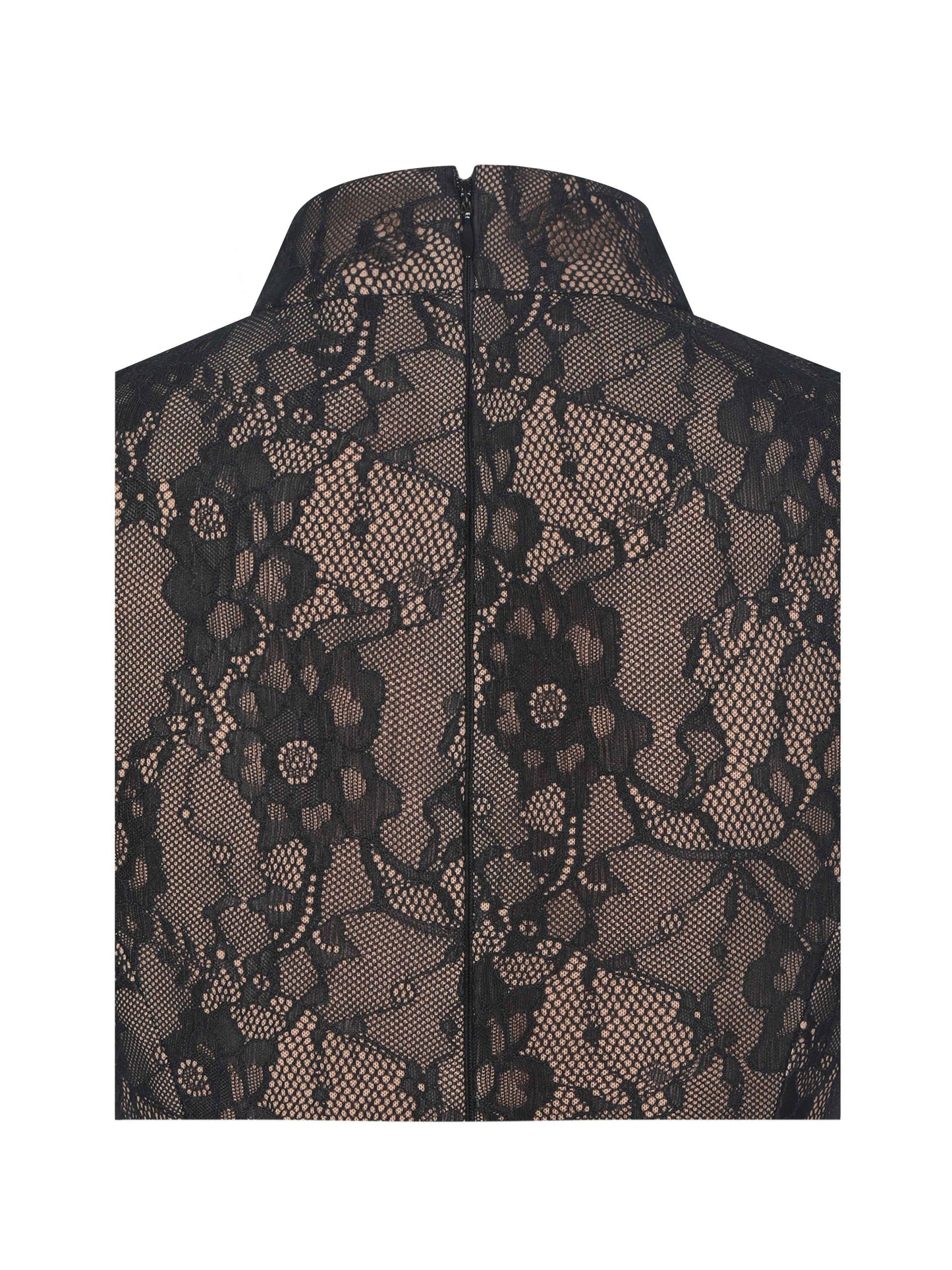 Valerie Black Lace Teardrop Neckline Ruched Mini Dress