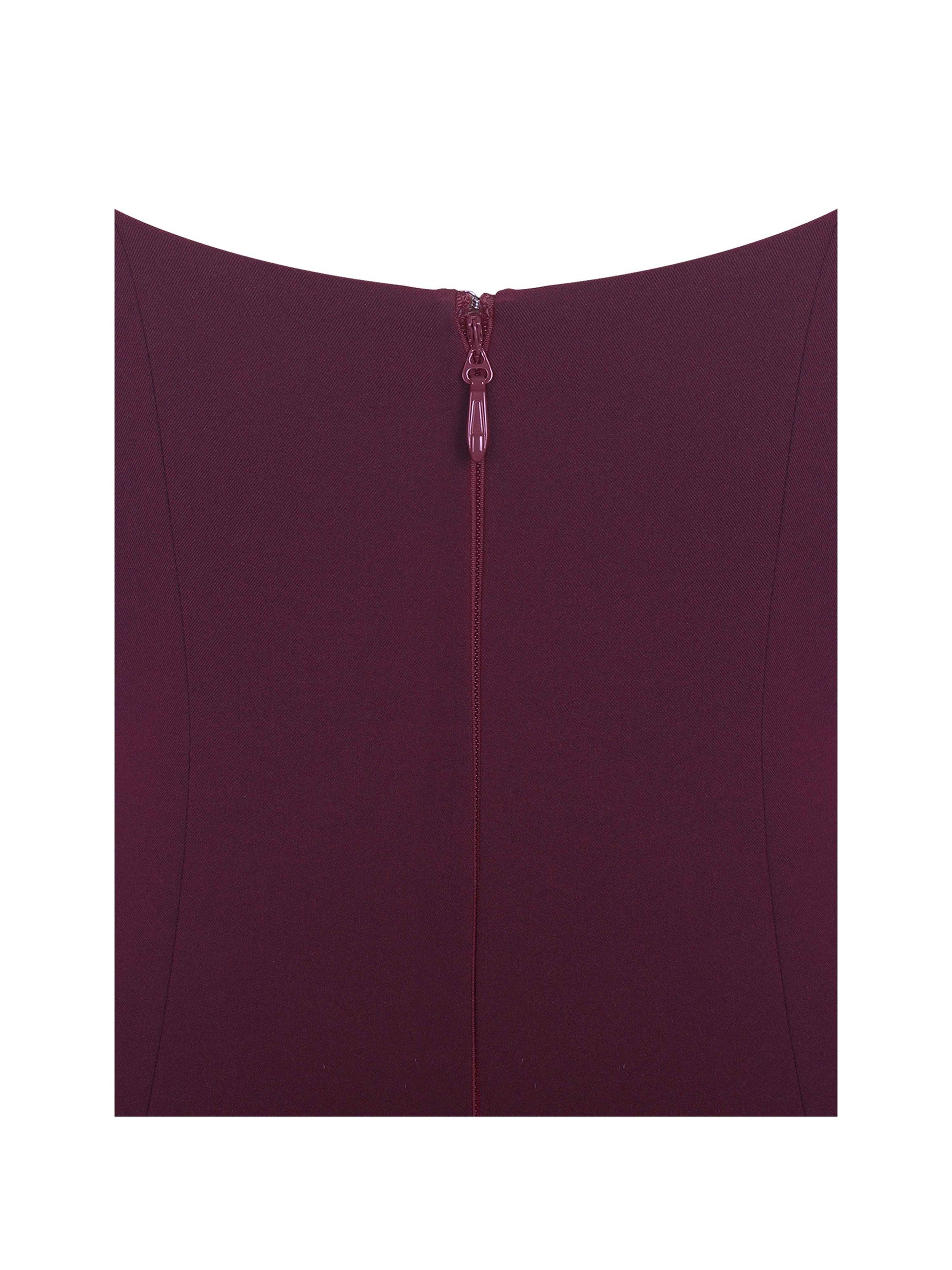 Tori Wine Red Pleated Mini Dress with Chiffon Scarf