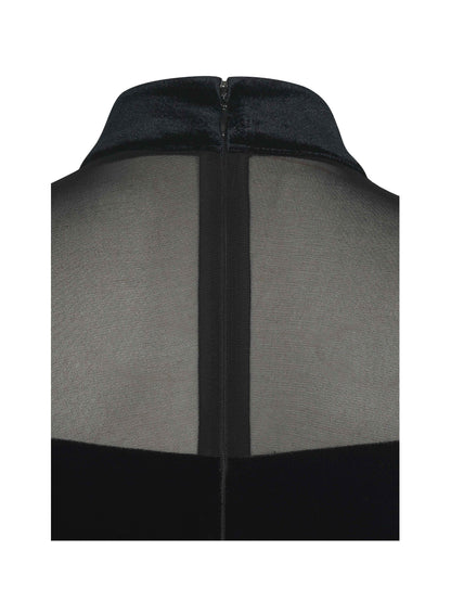 Blair Black Sheer Mock Neck Maxi Dress