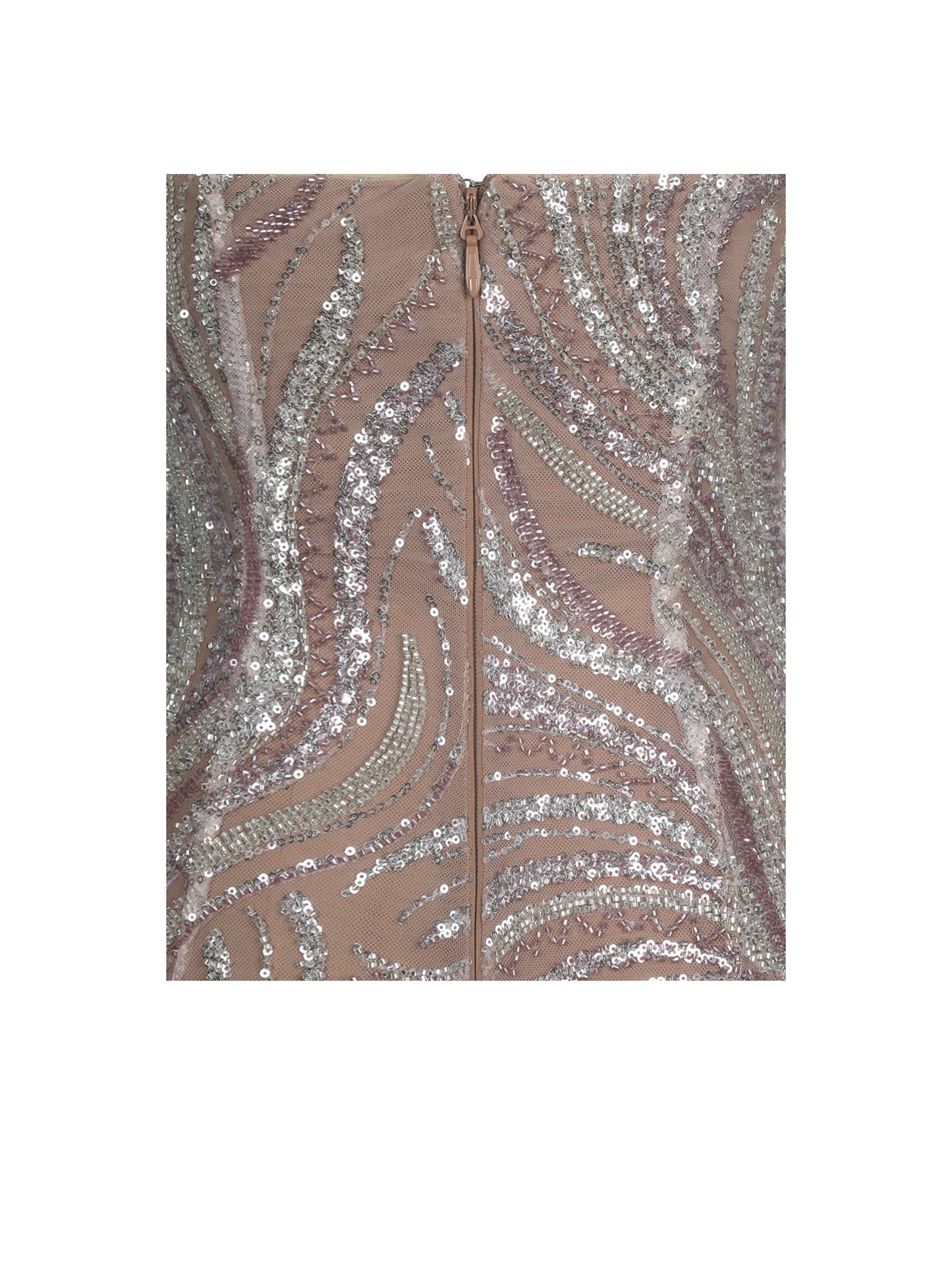 Quinci Apricot Beaded Sequin Sweetheart Maxi Dress