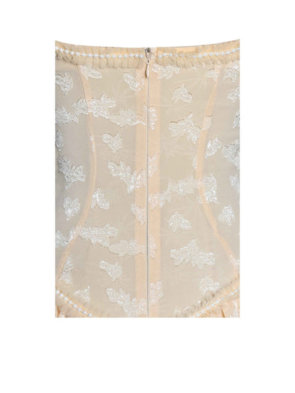 Ulissa Orange Square Neck Jacquard Textured High Slit Maxi Dress