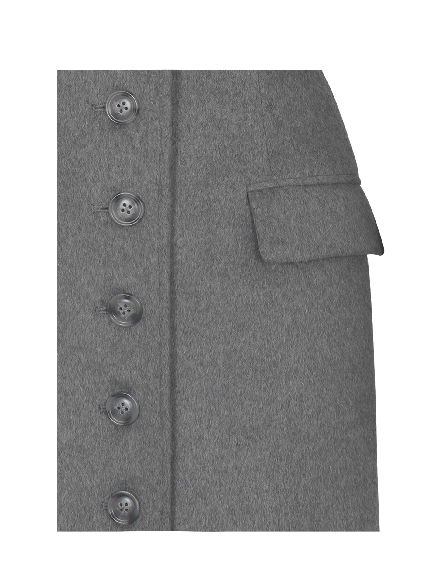 Faye Grey Wool Blend Single-Breasted Coat with Removable Faux Fur Collar