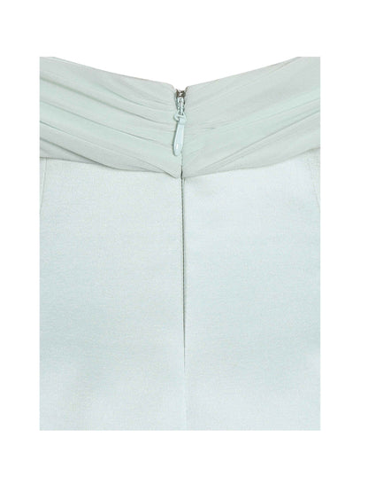 Zafrina Light Cyan Halter Off-shoulder Backless Mini Dress