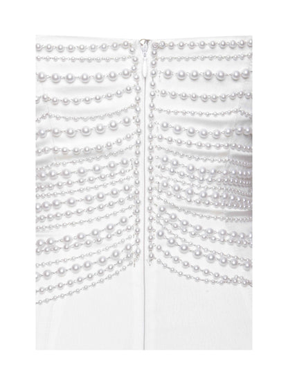 Karmen Pearl Top Pencil Slip Gown with Scarf