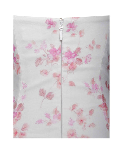 Samara Floral Drop Waist Linen Corset Puffy Mini Dress