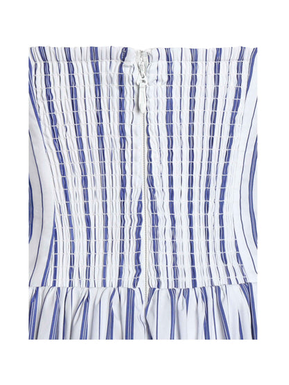 Mackenna Navy Stripe Halter Smock Back Maxi Dress