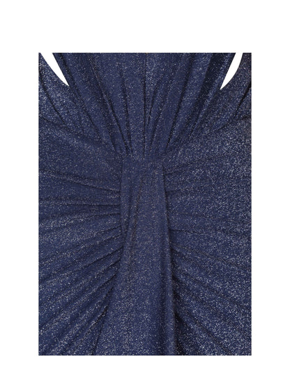 Terri Navy Sparkle Plunging Backless Maxi Dress