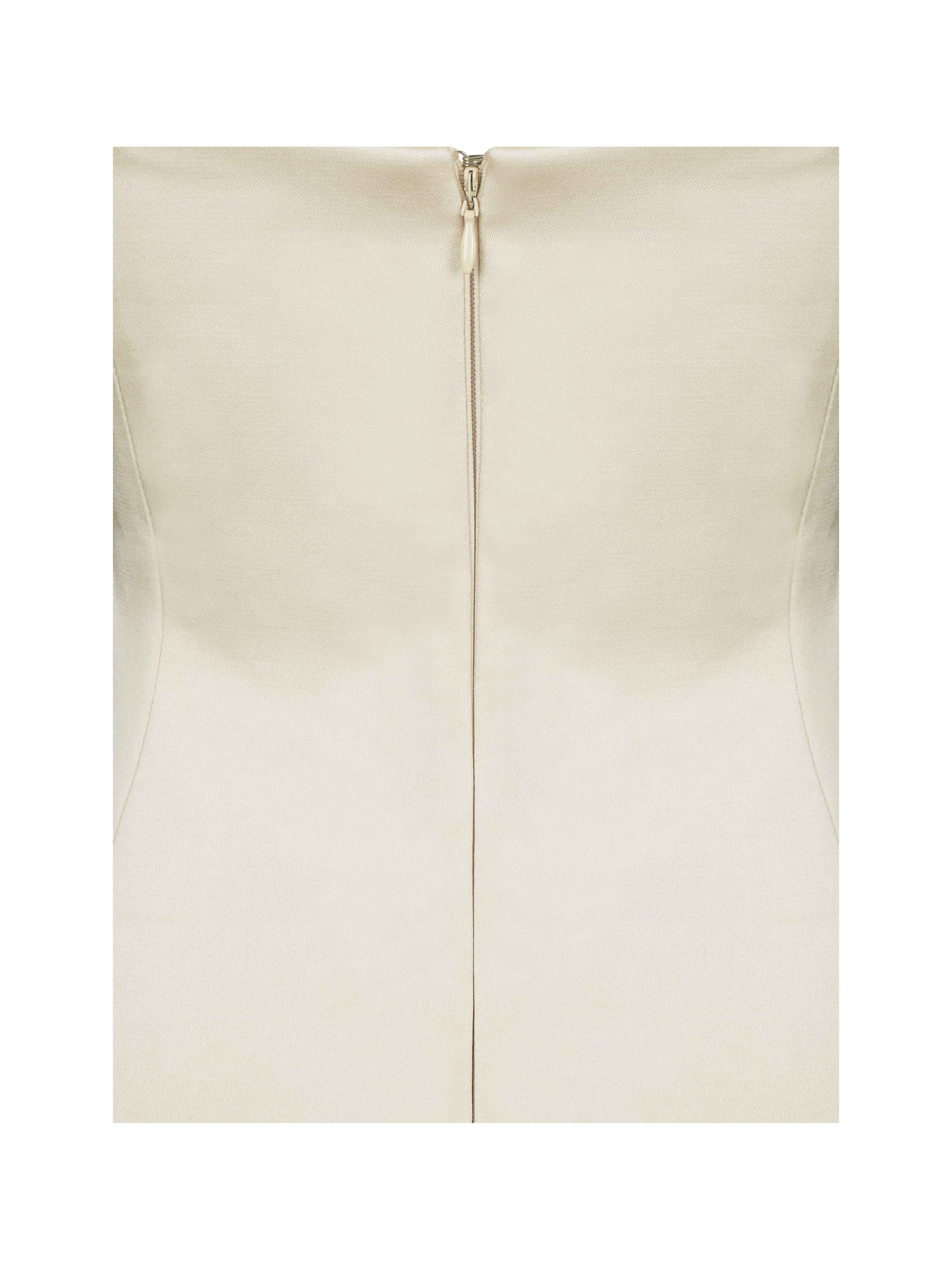 Gracie Butter Yellow Ruched Satin Midi Dress