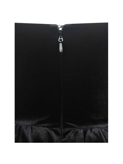 Catrina Black Velvet Square Neck Bow-Tie Mini Dress