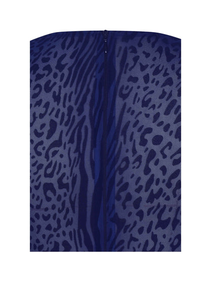 Ilyse Navy V-Neck Plunge Animal Print Mermaid Hem Maxi Dress