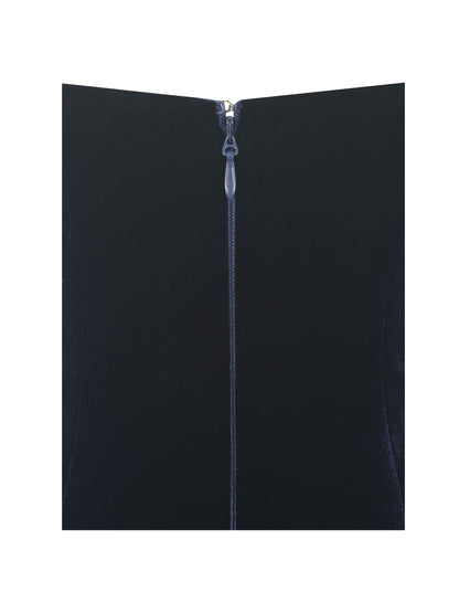 Pascha Black Lace Appliqué Strapless Peplum Midi Dress