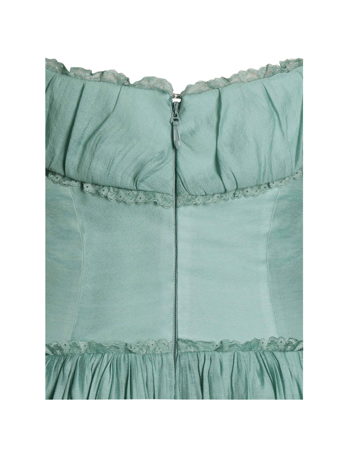 Xavy Teal Green Off Shoulder Corset Midi Dress