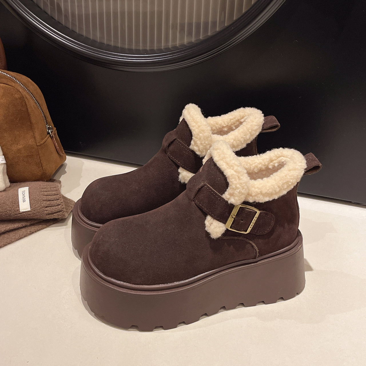 Artemis Shearling Platform Boots - Sneakernational