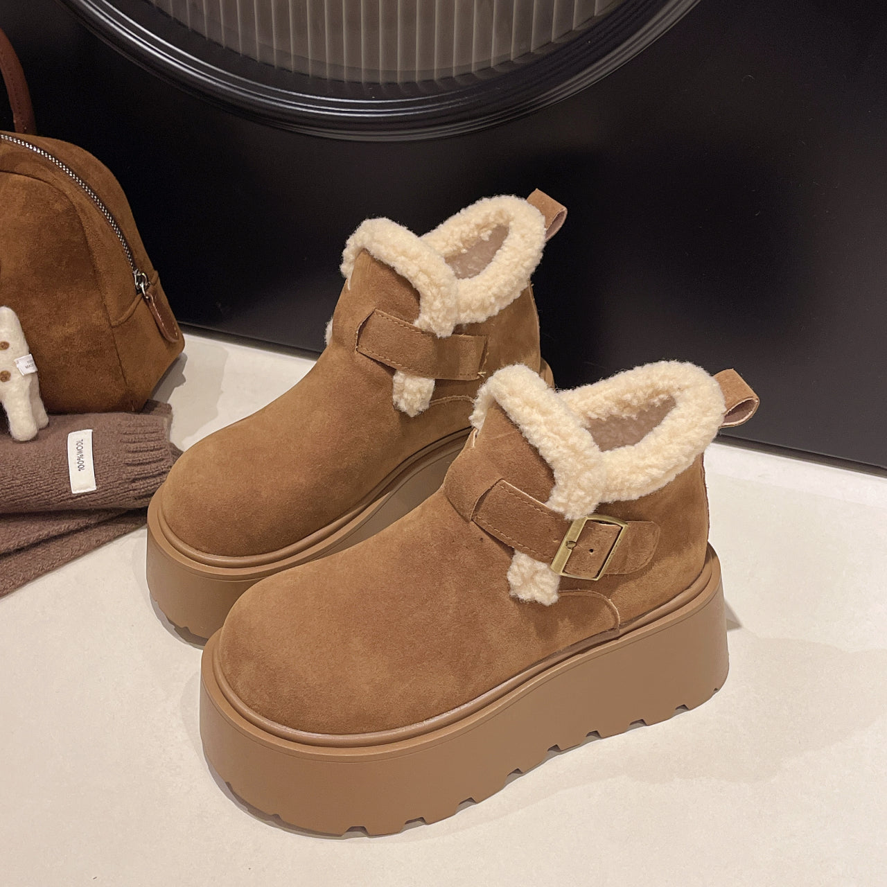 Artemis Shearling Platform Boots - Sneakernational