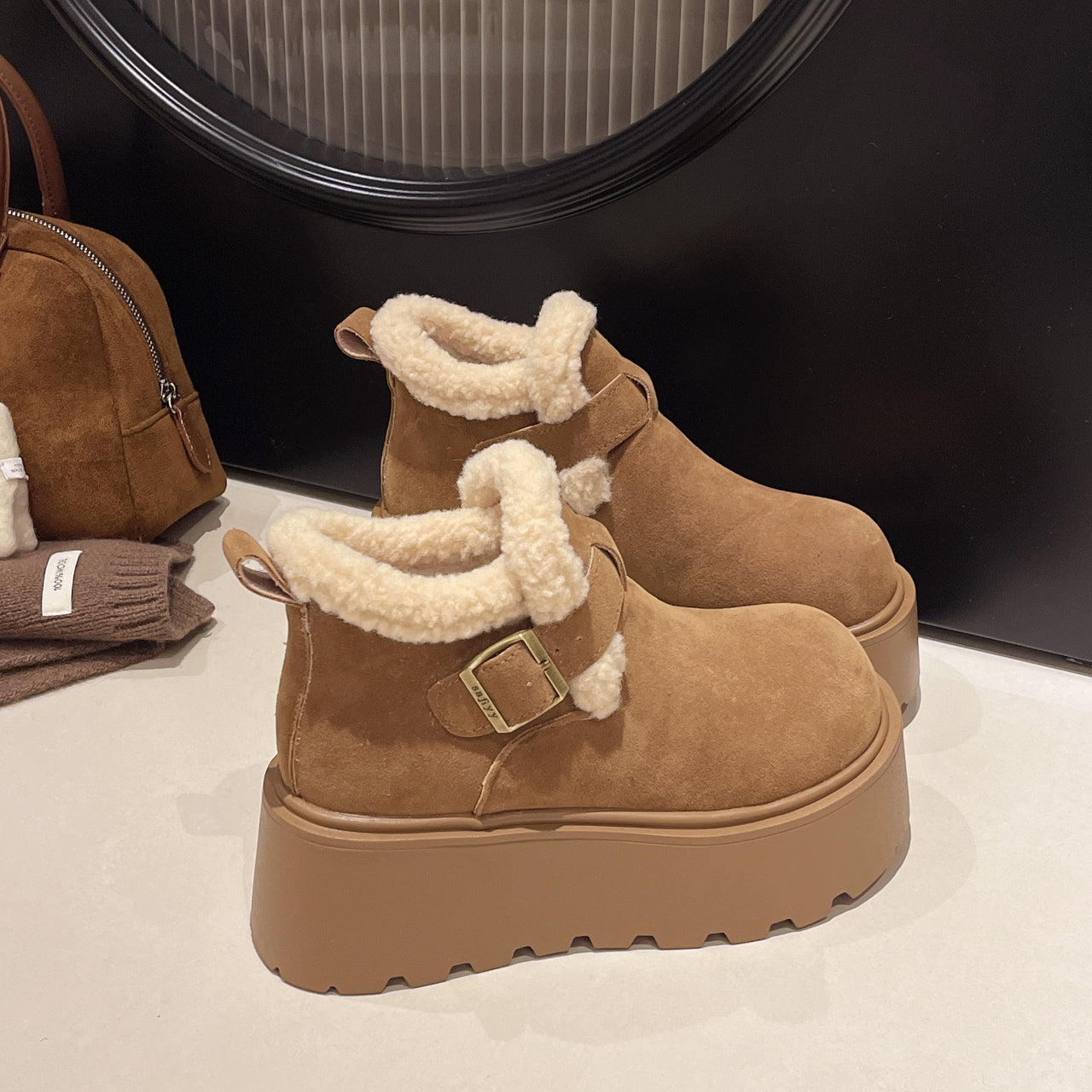 Artemis Shearling Platform Boots - Sneakernational