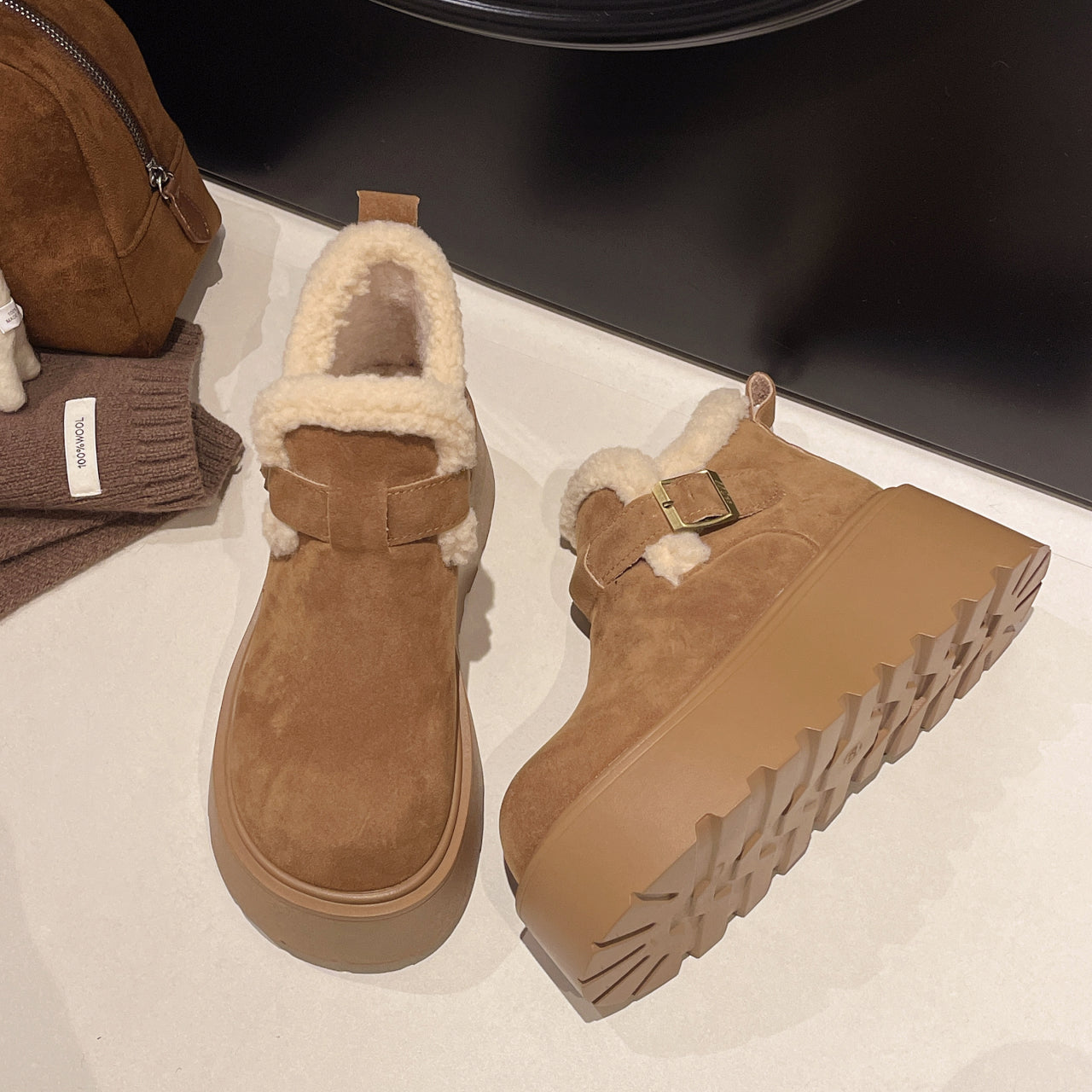Artemis Shearling Platform Boots - Sneakernational