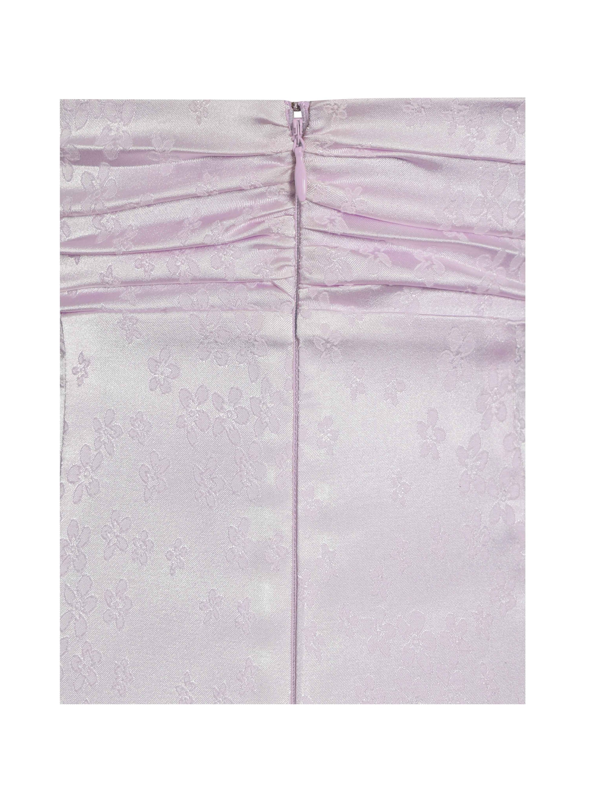 Paolina Taro Pink Jacquard Ruffle Mermaid Maxi Dress