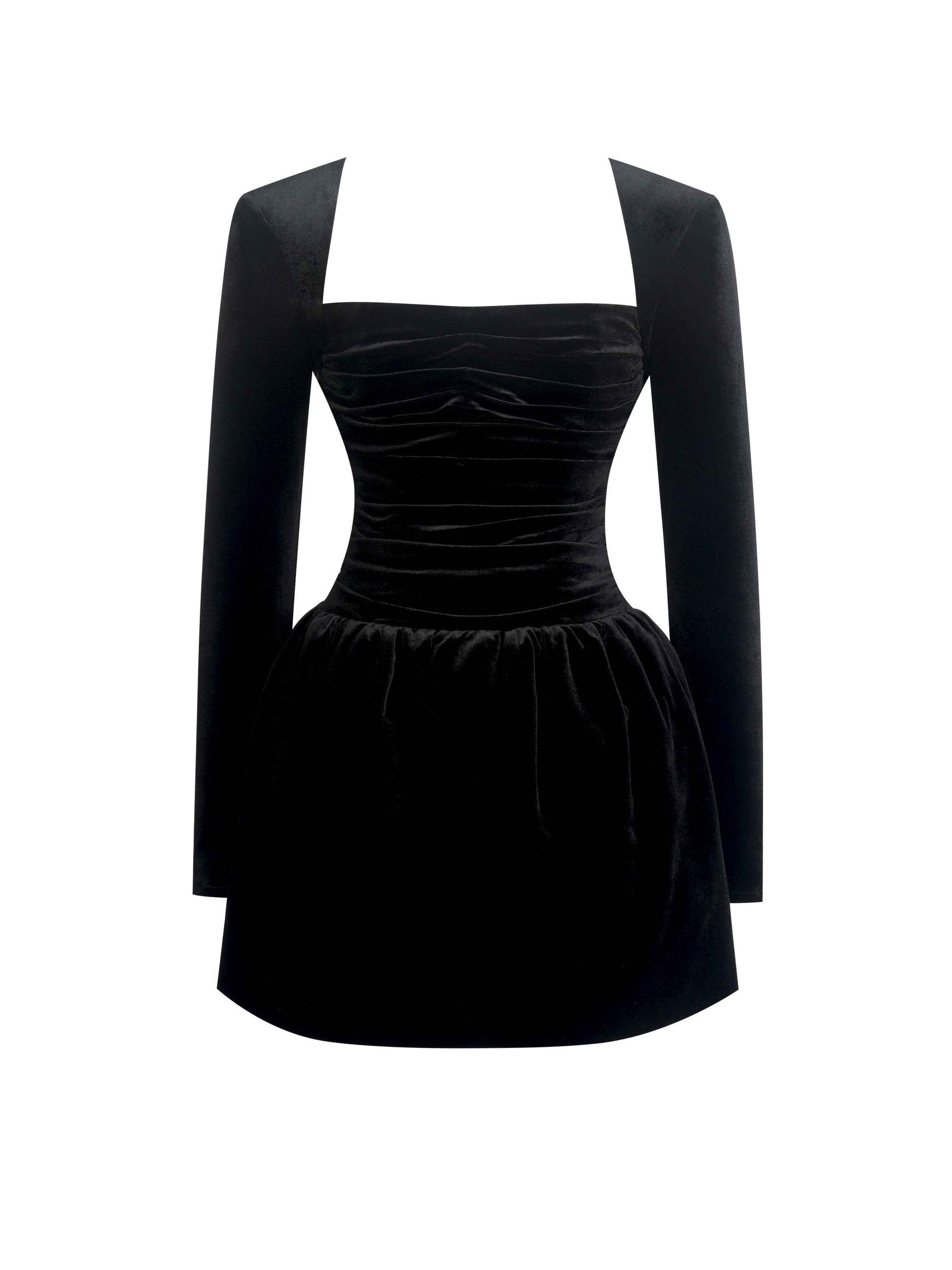 Catrina Black Velvet Square Neck Bow-Tie Mini Dress