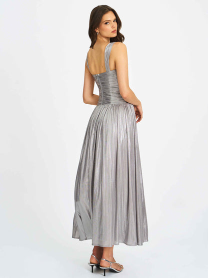 Palmer Silver Glitter Drop Waist Maxi Dress