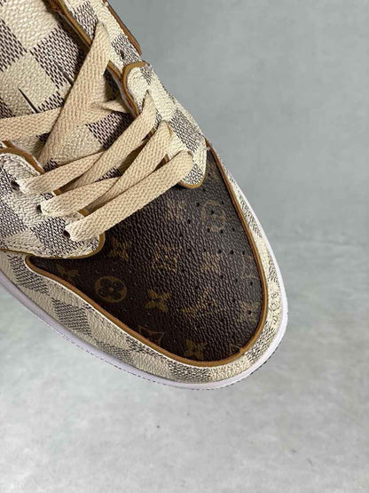 Custom Air Jordan 1 Low Damier Azur Brown LV Monogram