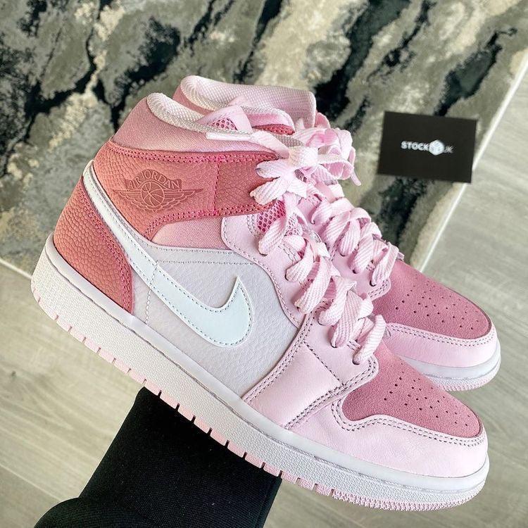 Custom Air Jordan 1 Mid Digital Pink High Q - Sneakernational