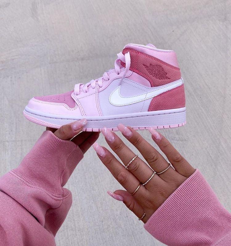 Custom Air Jordan 1 Mid Digital Pink High Q - Sneakernational