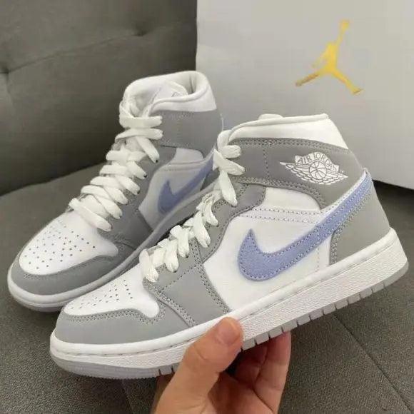 Custom Air Jordan 1 Mid Wolf Grey High Q - Sneakernational