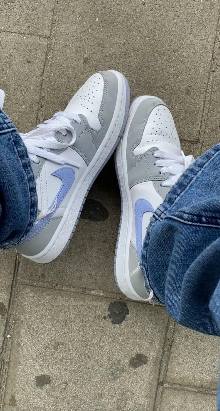 Custom Air Jordan 1 Mid Wolf Grey High Q - Sneakernational