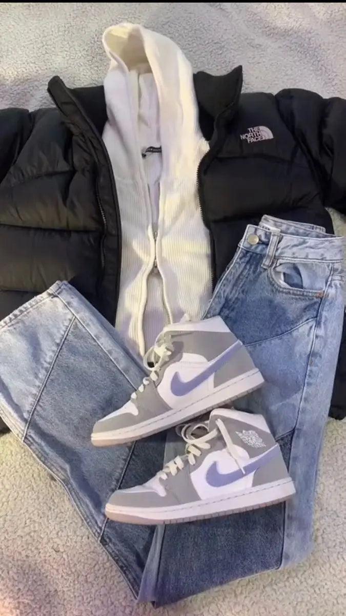 Custom Air Jordan 1 Mid Wolf Grey High Q - Sneakernational