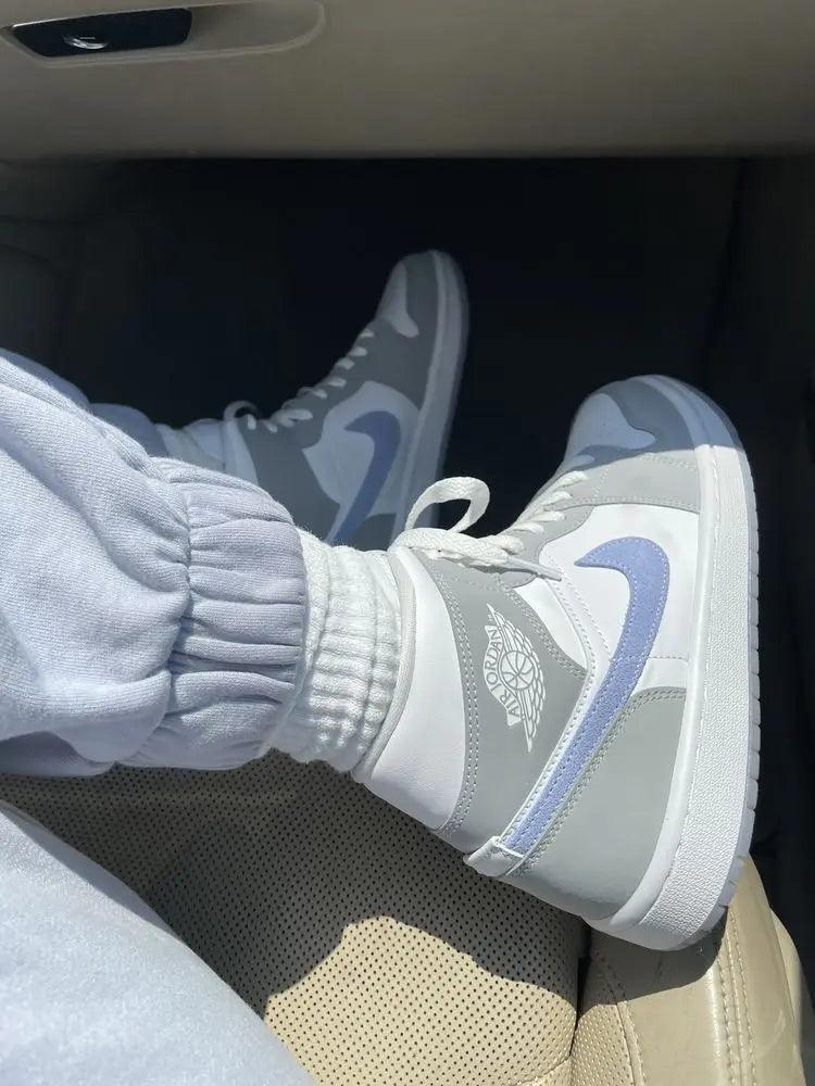 Custom Air Jordan 1 Mid Wolf Grey High Q - Sneakernational