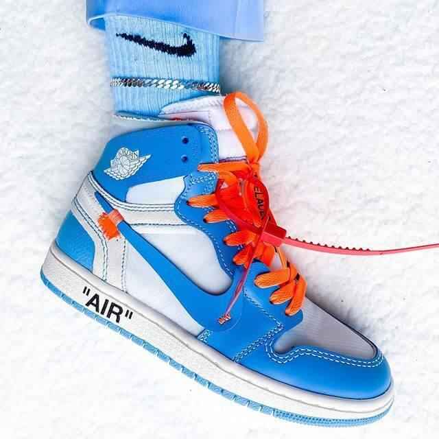 Custom Air Jordan 1 OFF-White Blue Sneakers