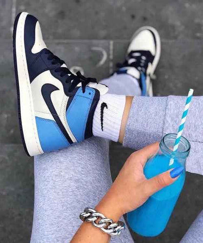 Custom Blue Black White Jordan 1 High Q AJ1 Obsidian UNISEX