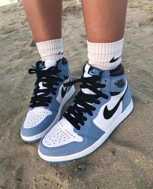 Custom Blue Black White Jordan 1 High Q - Sneakernational