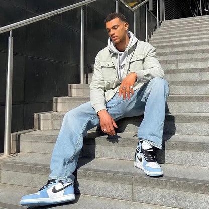 Custom Blue Black White Jordan 1 High Q - Sneakernational
