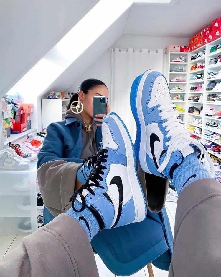 Custom Blue Black White Jordan 1 High Q - Sneakernational
