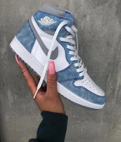 Custom Blue White Jordan 1 High Q - Sneakernational