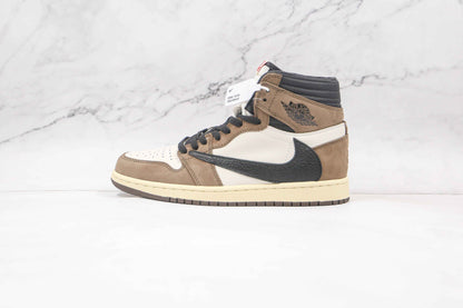 Custom Brown T-Scott x Fragment x Air Jordan 1 High Q ( Customs And Box ), Jordan 1 Sneakers Active CACTUS JACK