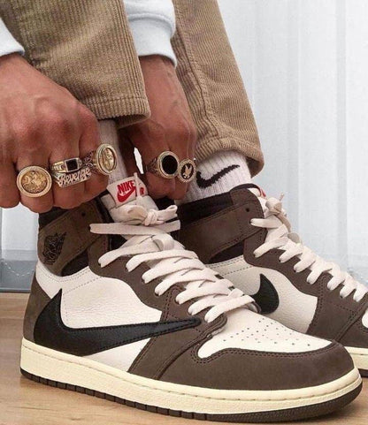 Custom Brown T-Scott x Fragment x Air Jordan 1 High Q ( Customs And Box ), Jordan 1 Sneakers Active CACTUS JACK - Sneakernational