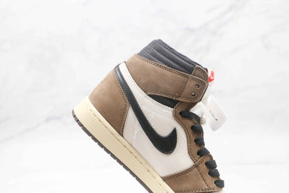 Custom Brown T-Scott x Fragment x Air Jordan 1 High Q ( Customs And Box ), Jordan 1 Sneakers Active CACTUS JACK