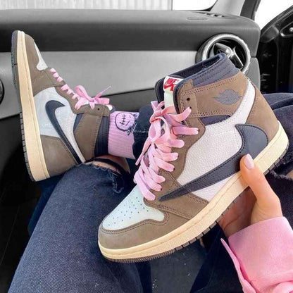 Custom Brown T-Scott x Fragment x Air Jordan 1 High Q ( Customs And Box ), Jordan 1 Sneakers Active CACTUS JACK