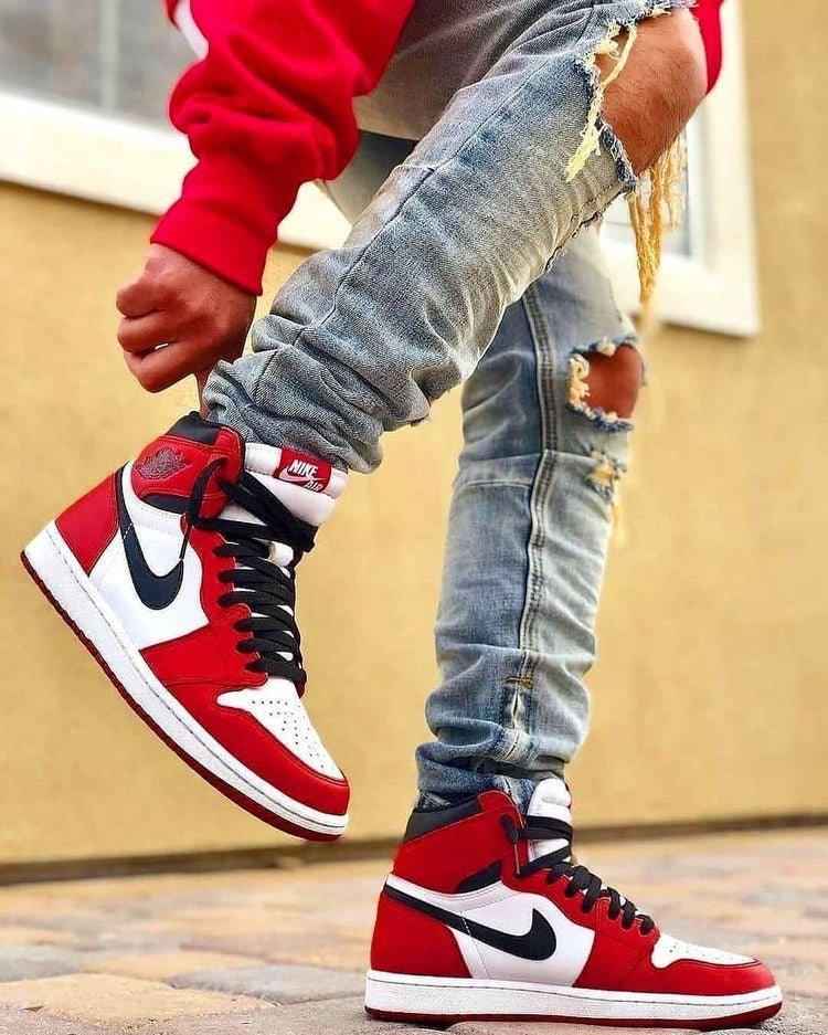 Custom RED Black White Jordan 1 CHICAGO High Q