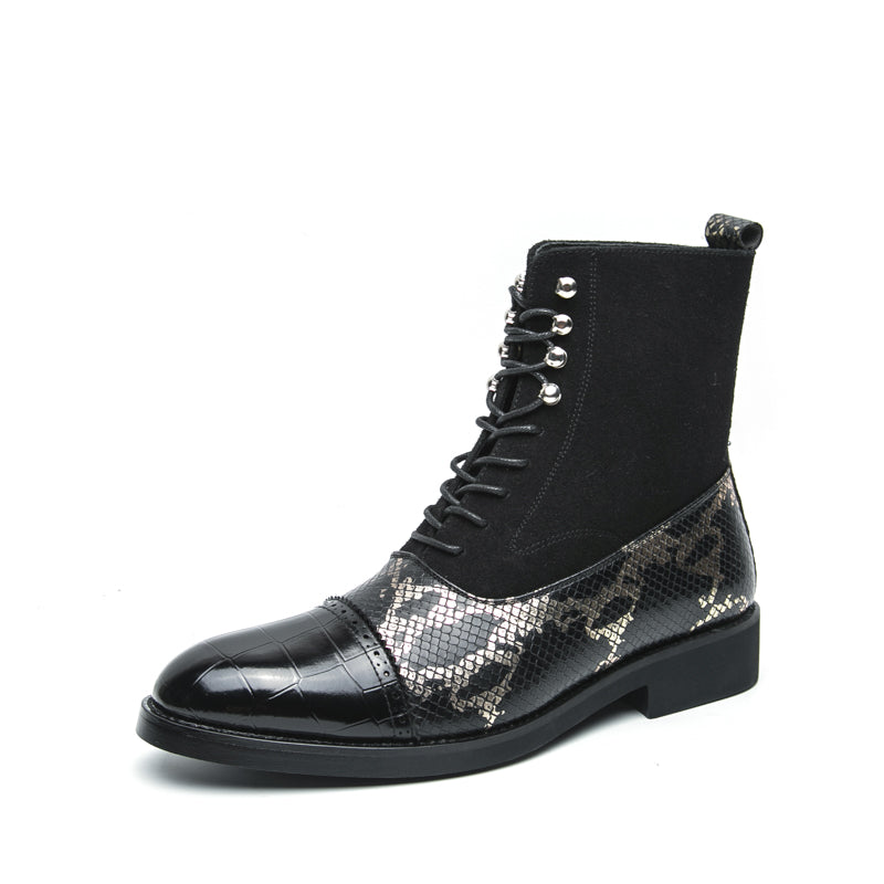 MLB LTHR-09 Patterned Lace-Up Boots - Sneakernational