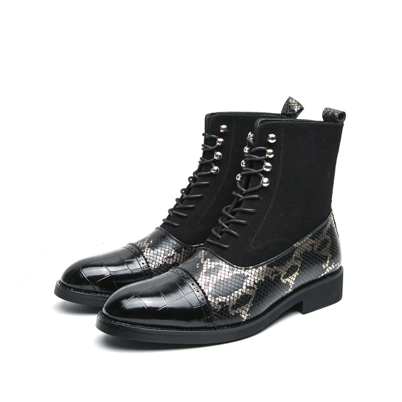 MLB LTHR-09 Patterned Lace-Up Boots - Sneakernational