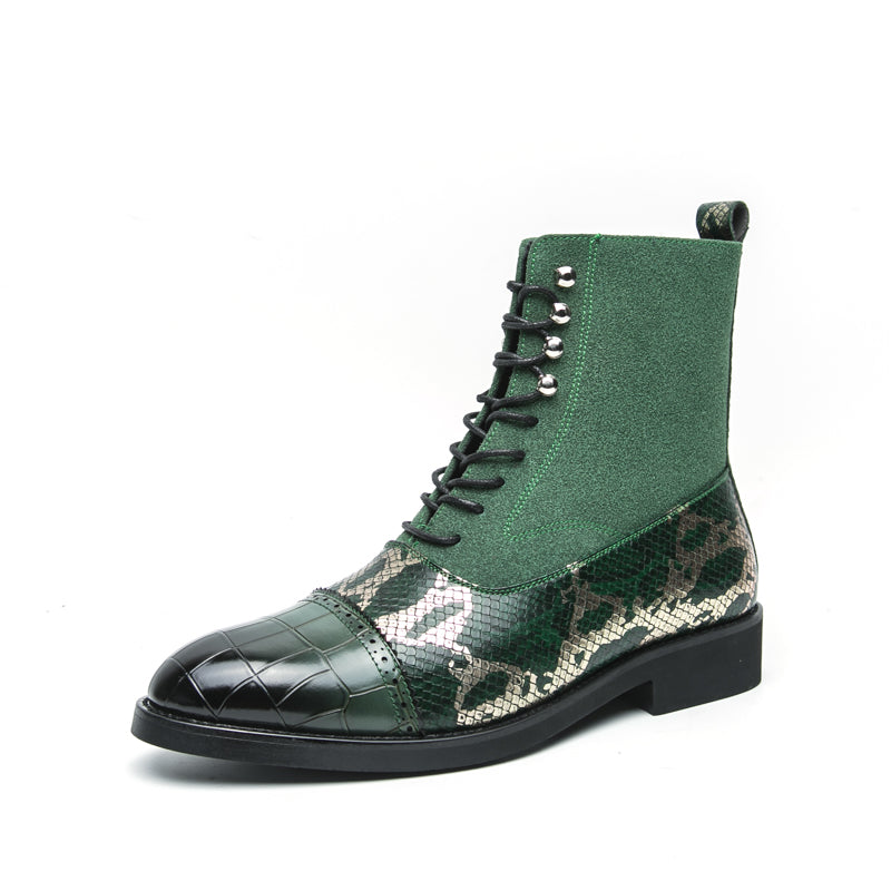 MLB LTHR-09 Patterned Lace-Up Boots - Sneakernational