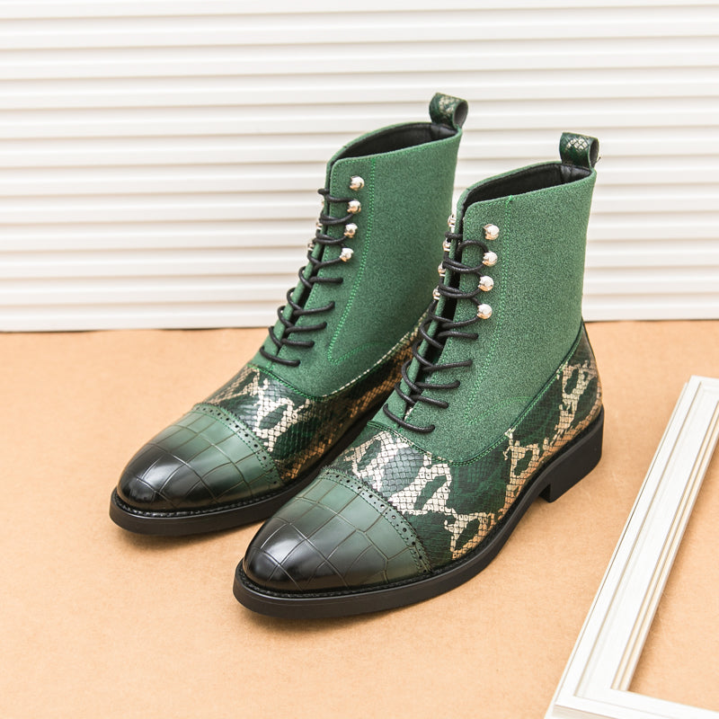 MLB LTHR-09 Patterned Lace-Up Boots - Sneakernational